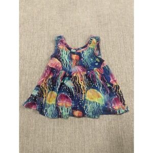 Bums & Roses Peplum Top 12-18 Months Jellyfish Print Colorful Bamboo Sleeveless